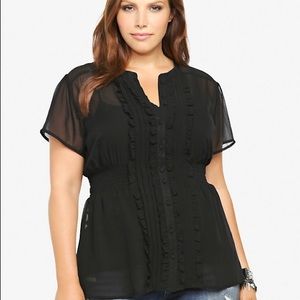 Black Sheer Ruffed Blouse